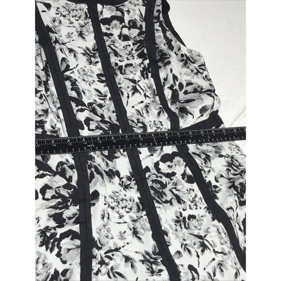 Talbots Monet Flowers A Line Black & White Chiffon Dress - Size 8 - Picture 11 of 14